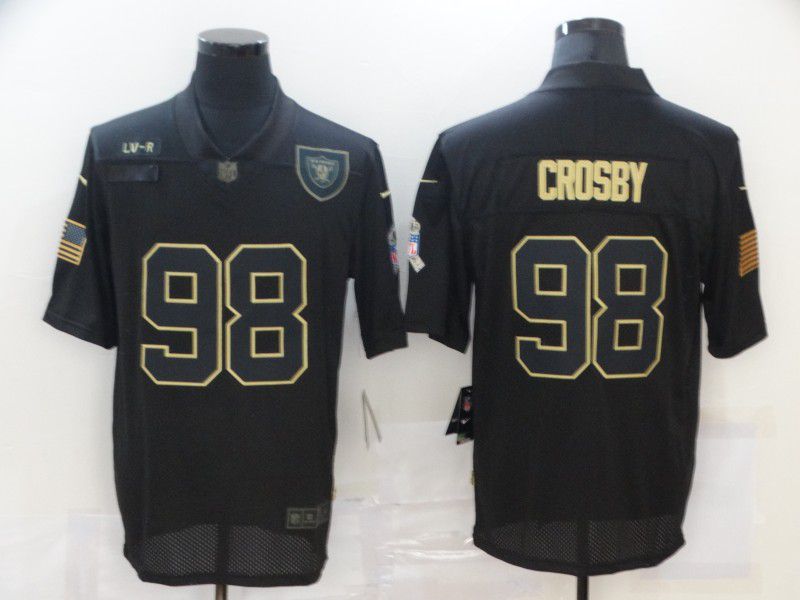 Men Oakland Raiders 98 Crosby Black gold lettering 2020 Nike NFL Jersey